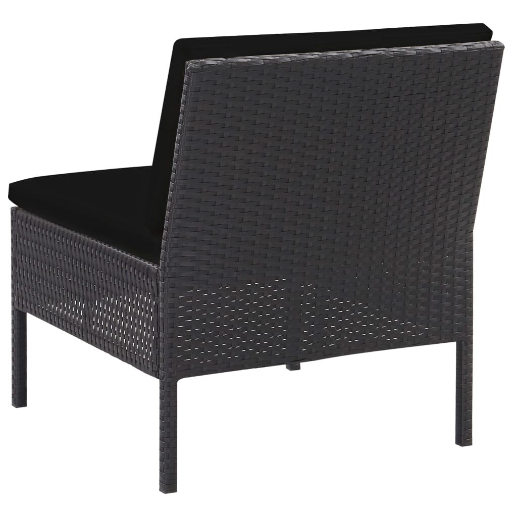 6 Piece Patio Lounge Set with Cushions Poly Rattan Black