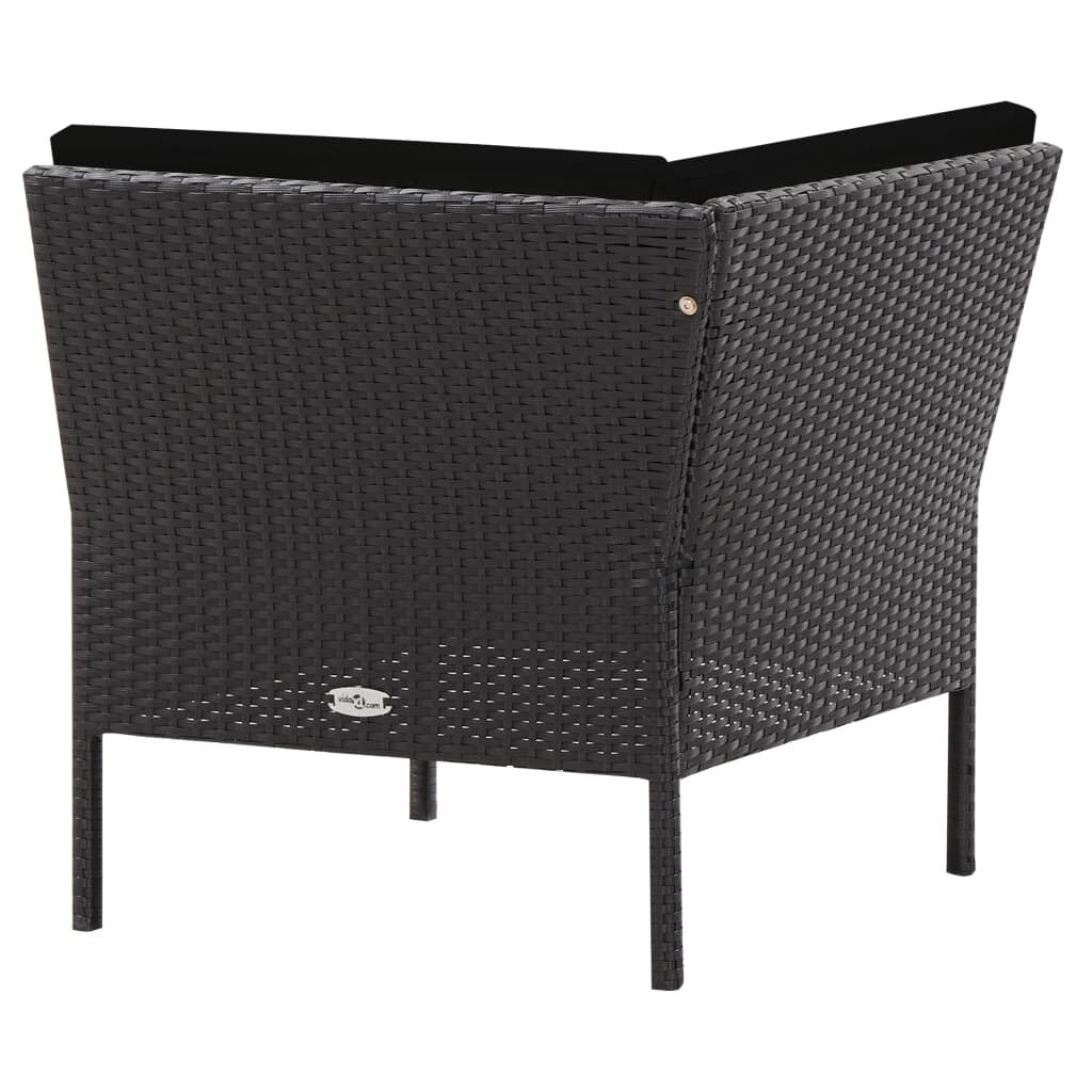 6 Piece Patio Lounge Set with Cushions Poly Rattan Black