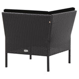 6 Piece Patio Lounge Set with Cushions Poly Rattan Black