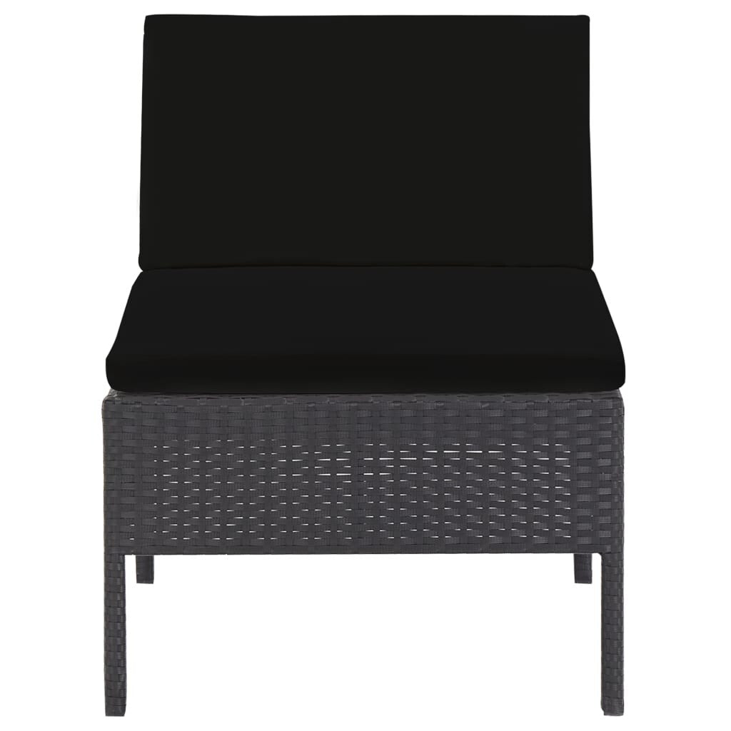6 Piece Patio Lounge Set with Cushions Poly Rattan Black