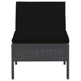 6 Piece Patio Lounge Set with Cushions Poly Rattan Black