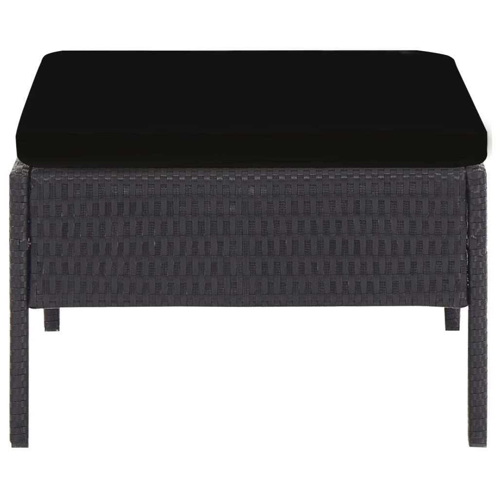 6 Piece Patio Lounge Set with Cushions Poly Rattan Black