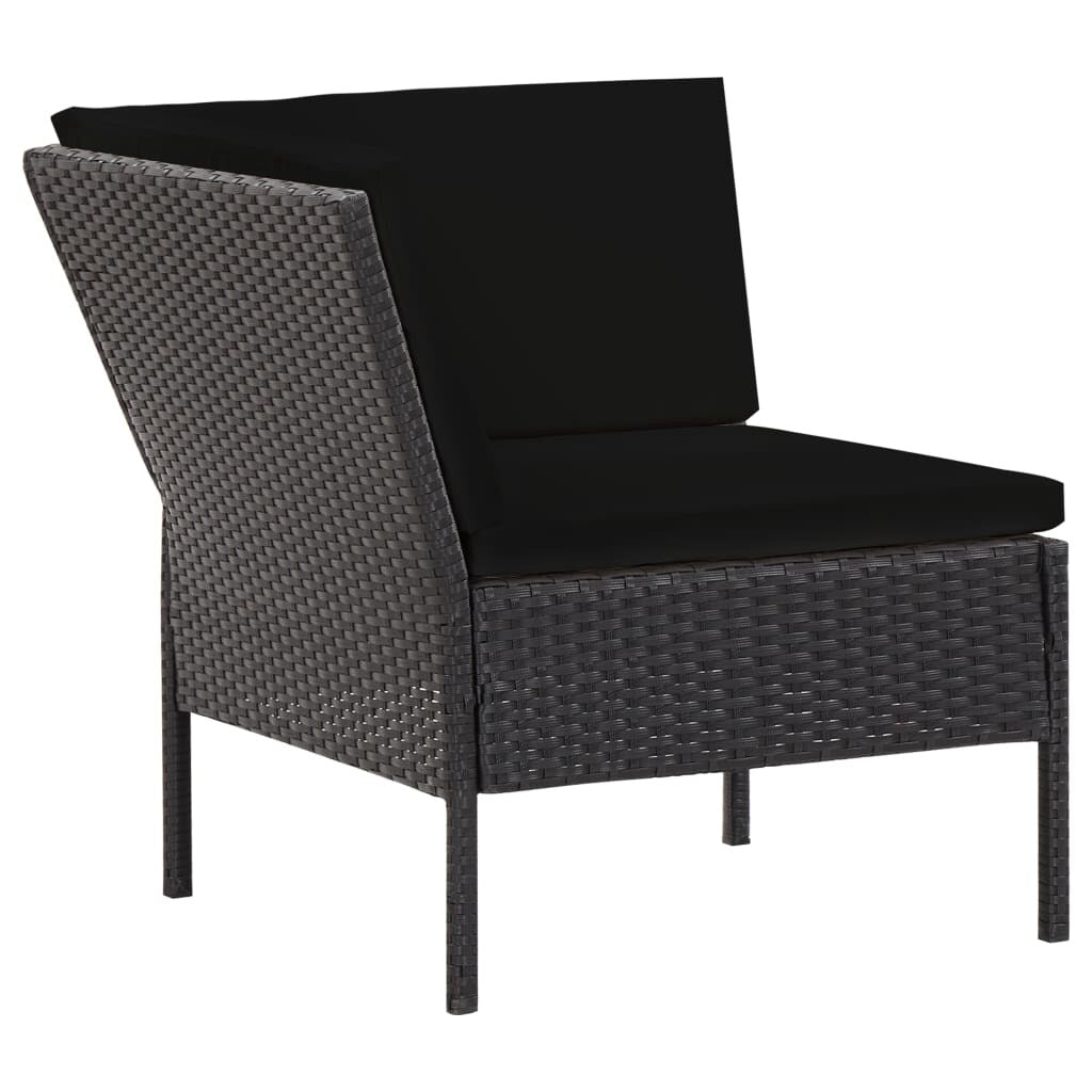 6 Piece Patio Lounge Set with Cushions Poly Rattan Black