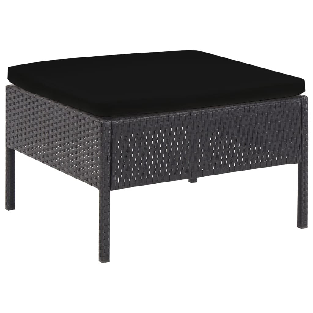 6 Piece Patio Lounge Set with Cushions Poly Rattan Black