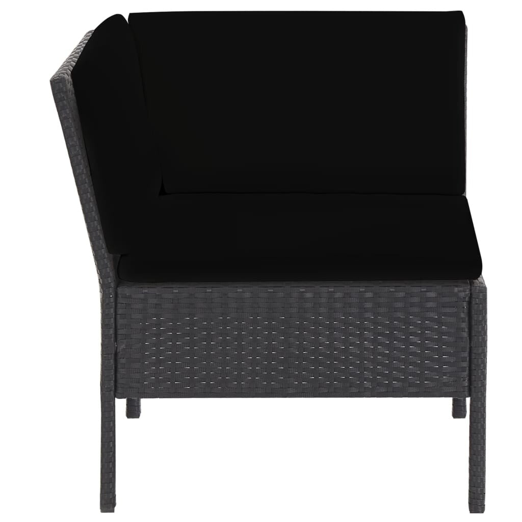 6 Piece Patio Lounge Set with Cushions Poly Rattan Black