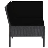 6 Piece Patio Lounge Set with Cushions Poly Rattan Black