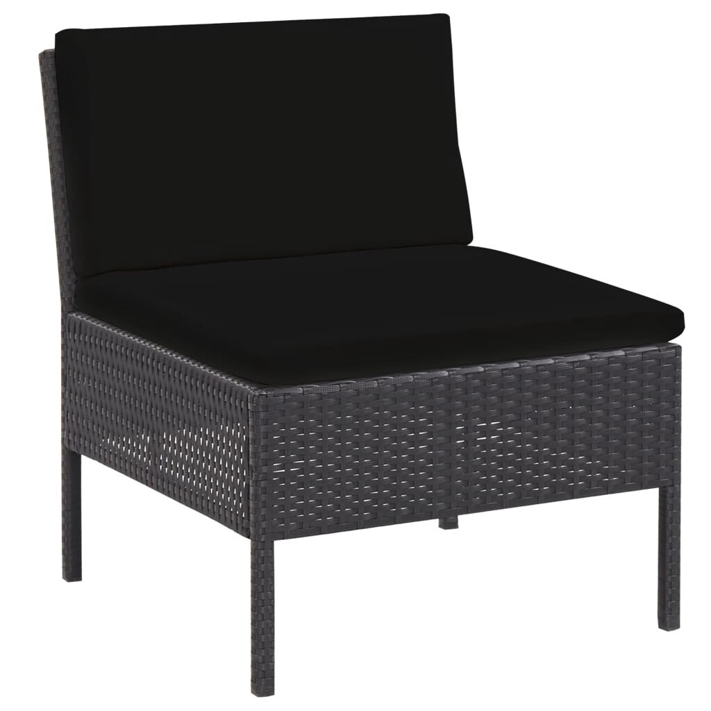 6 Piece Patio Lounge Set with Cushions Poly Rattan Black