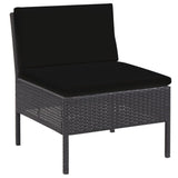 6 Piece Patio Lounge Set with Cushions Poly Rattan Black