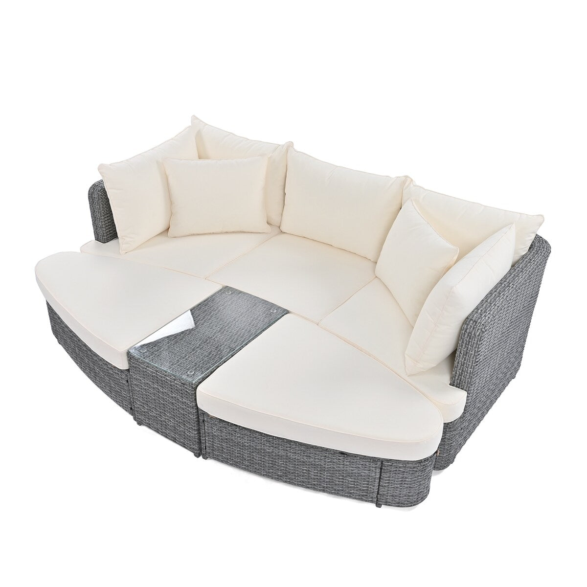 6-Piece Patio Outdoor Conversation Round Sofa Set