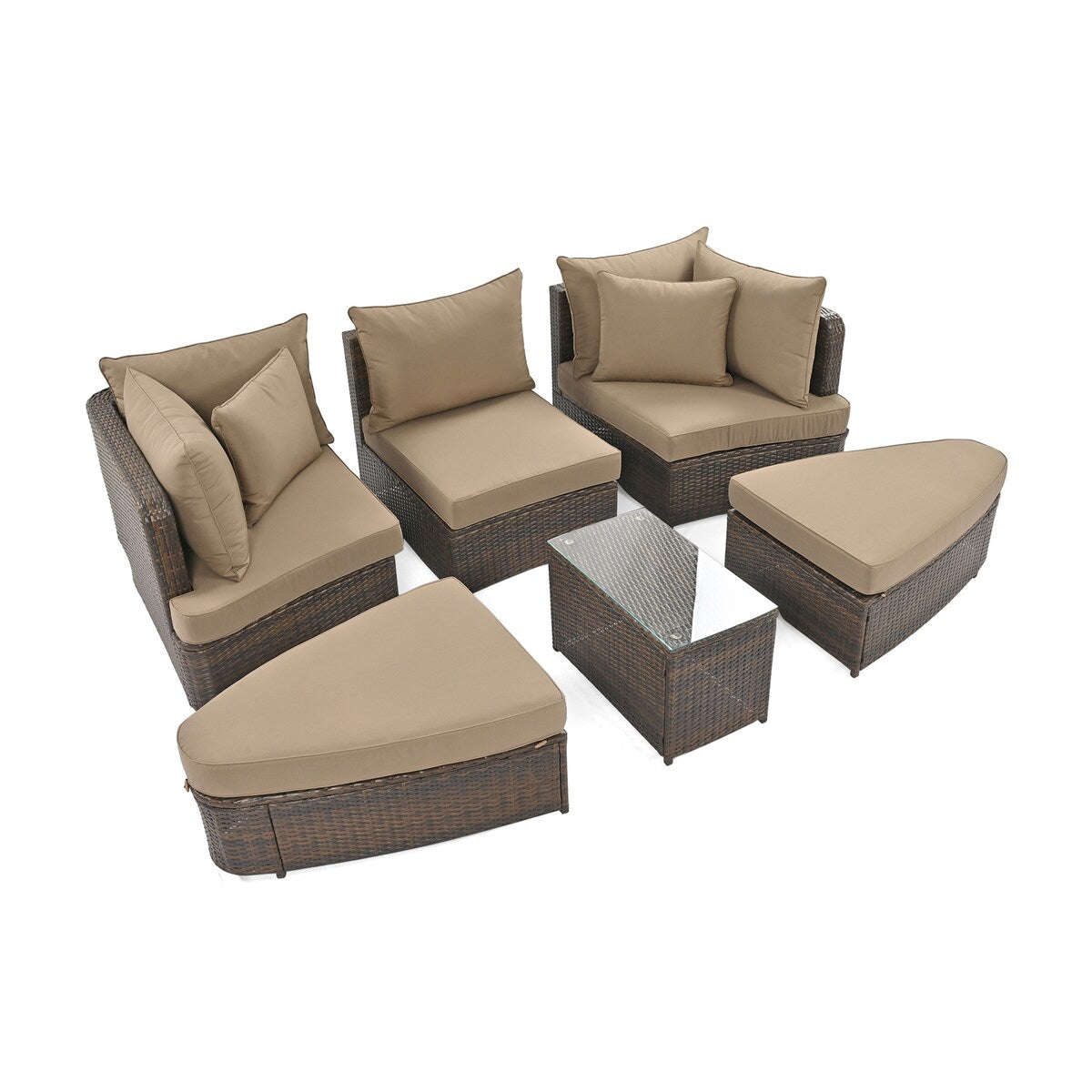 6-Piece Patio Outdoor Conversation Round Sofa Set