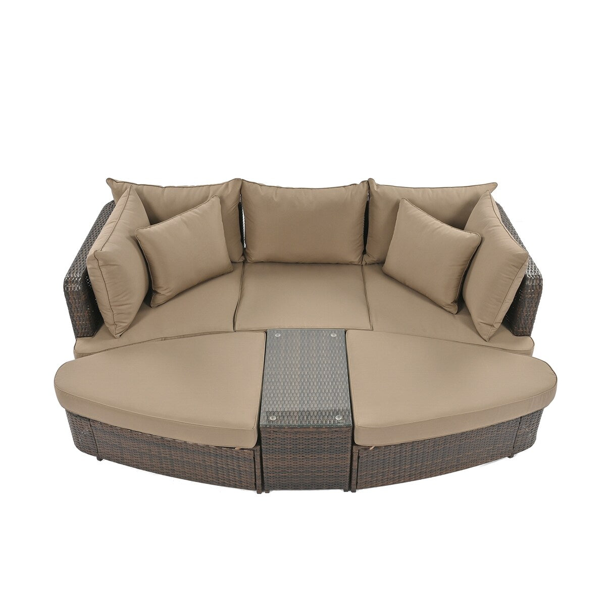6-Piece Patio Outdoor Conversation Round Sofa Set