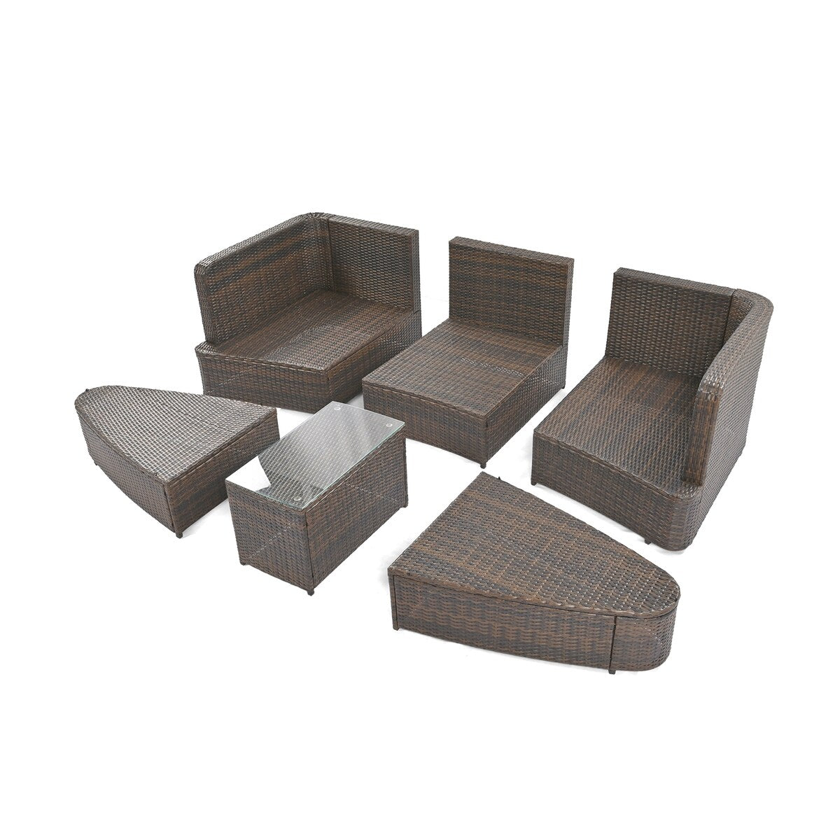 6-Piece Patio Outdoor Conversation Round Sofa Set