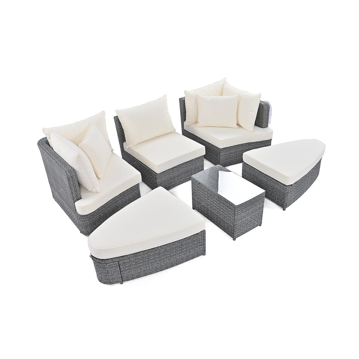 6-Piece Patio Outdoor Conversation Round Sofa Set