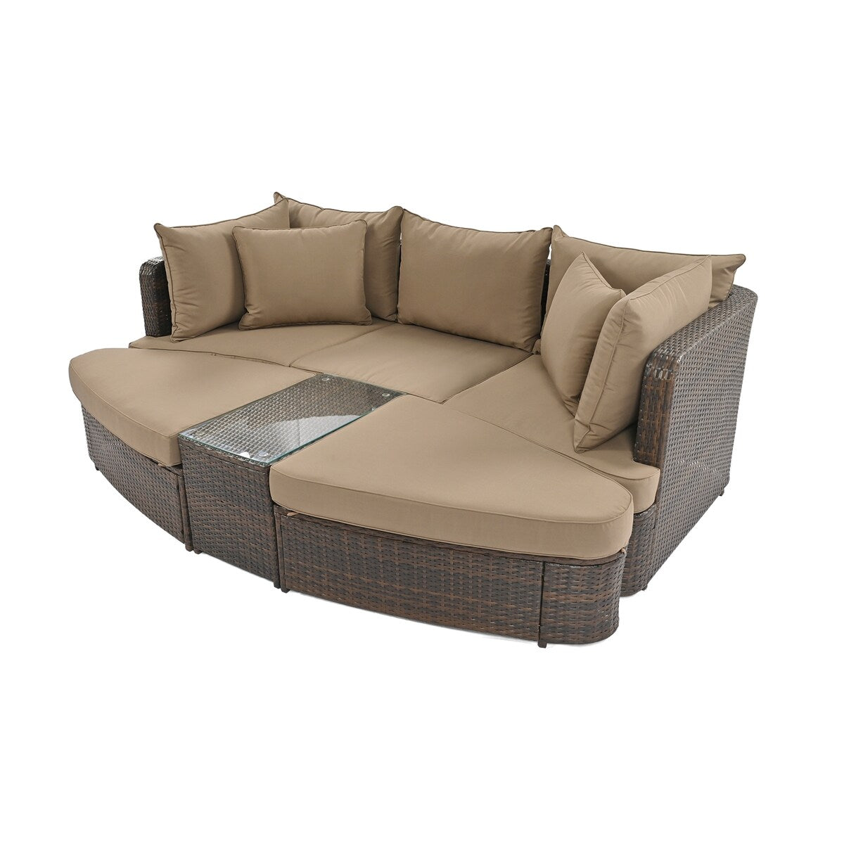 6-Piece Patio Outdoor Conversation Round Sofa Set