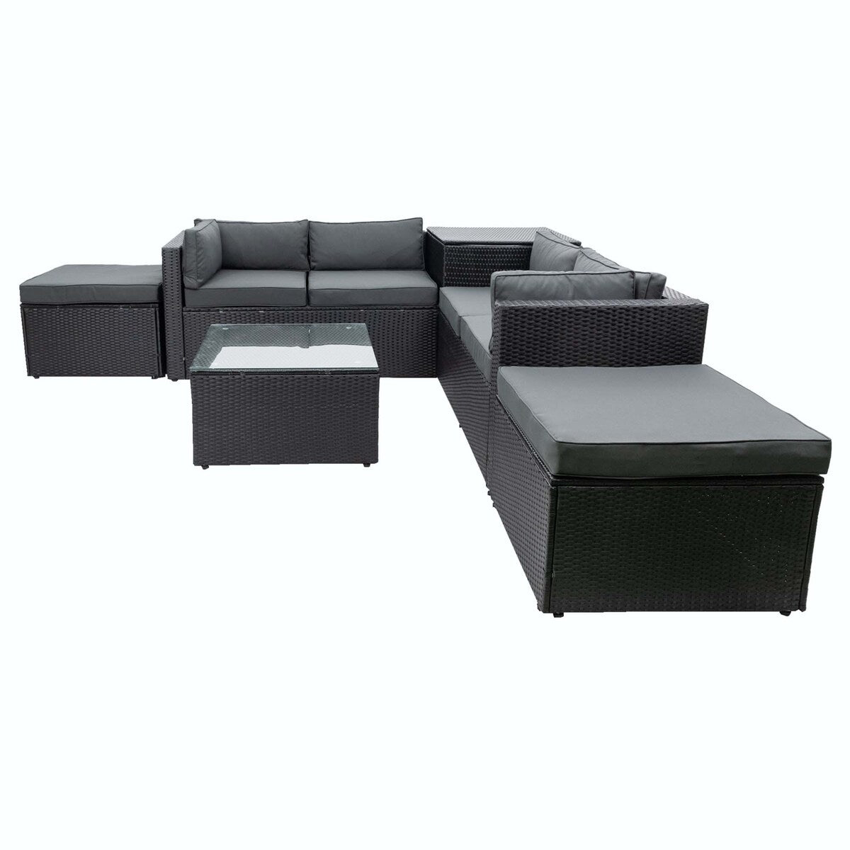 6 Piece Patio Rattan Furniture Conversation Sofa Set