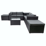 6 Piece Patio Rattan Furniture Conversation Sofa Set