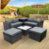6 Piece Patio Rattan Furniture Conversation Sofa Set