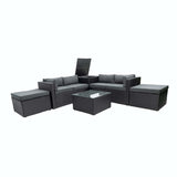 6 Piece Patio Rattan Furniture Conversation Sofa Set