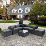 6 Piece Patio Rattan Furniture Conversation Sofa Set