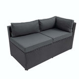 6 Piece Patio Rattan Furniture Conversation Sofa Set