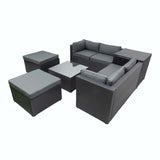 6 Piece Patio Rattan Furniture Conversation Sofa Set