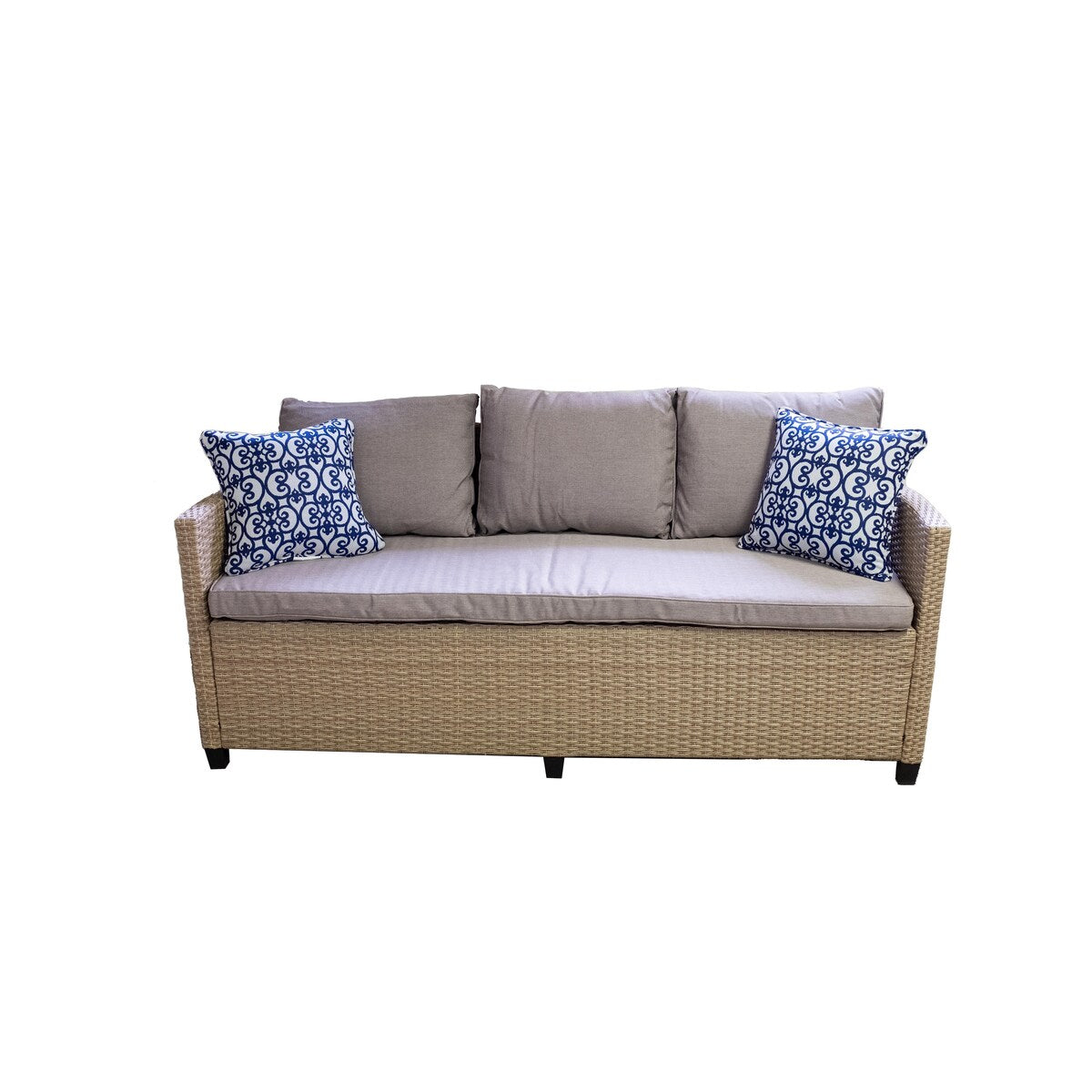 6-Piece Rattan Sofa Set with Removable Cushions & Glass Table
