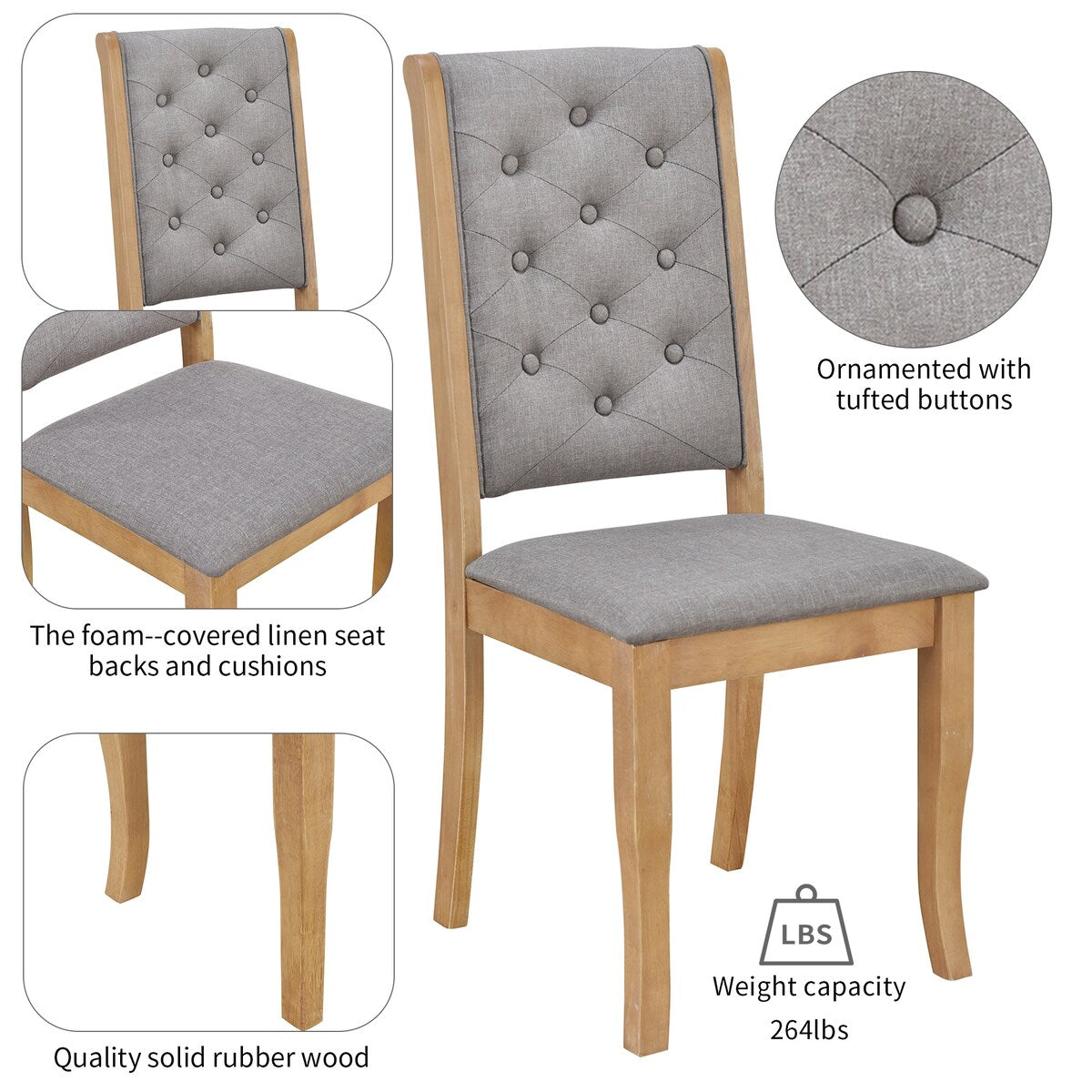 6-Piece Retro Dining Set With Unique-designed Table Legs and 4 Seat&1 Bench with Foam-covered