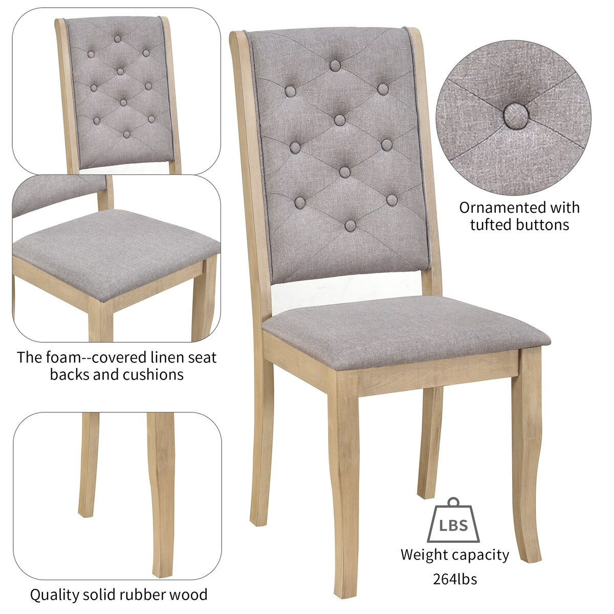 6-Piece Retro Dining Set With Unique-designed Table Legs and 4 Seat&1 Bench with Foam-covered