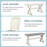 6-Piece Rustic Dining Set With Rectangular Trestle Table and 4 Upholstered Chairs & Bench