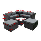 6-Piece Sectional Patio Set with Storage Box, Removeable Cushions & Tempered Glass Tabletop for Your Enjoyment.