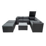 6-Piece Sectional Patio Set with Storage Box, Removeable Cushions & Tempered Glass Tabletop for Your Enjoyment.