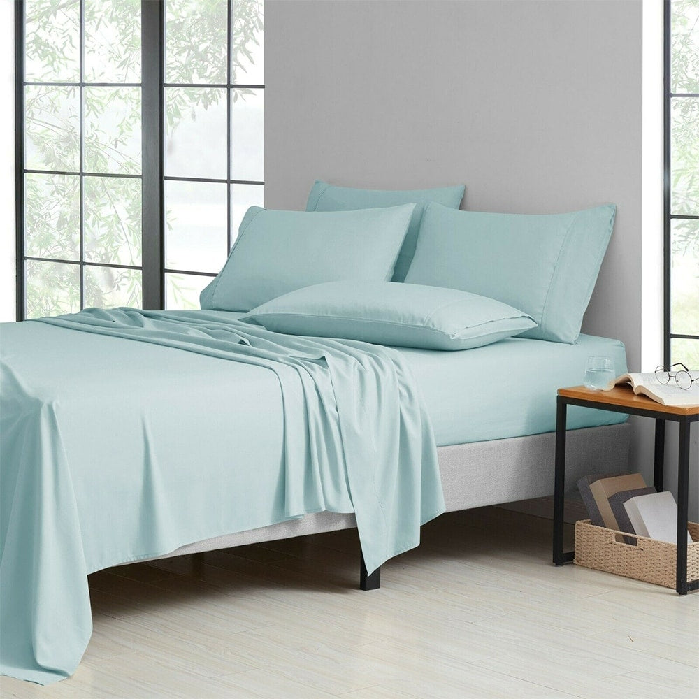 6 Piece Set 1800 Series Bamboo Soft Deep Pocket Queen Aqua