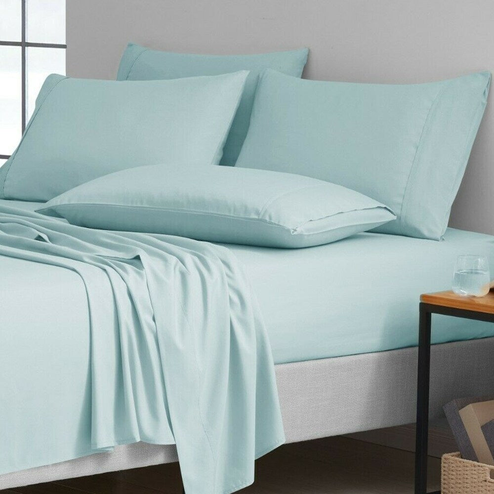 6 Piece Set 1800 Series Bamboo Soft Deep Pocket Queen Aqua