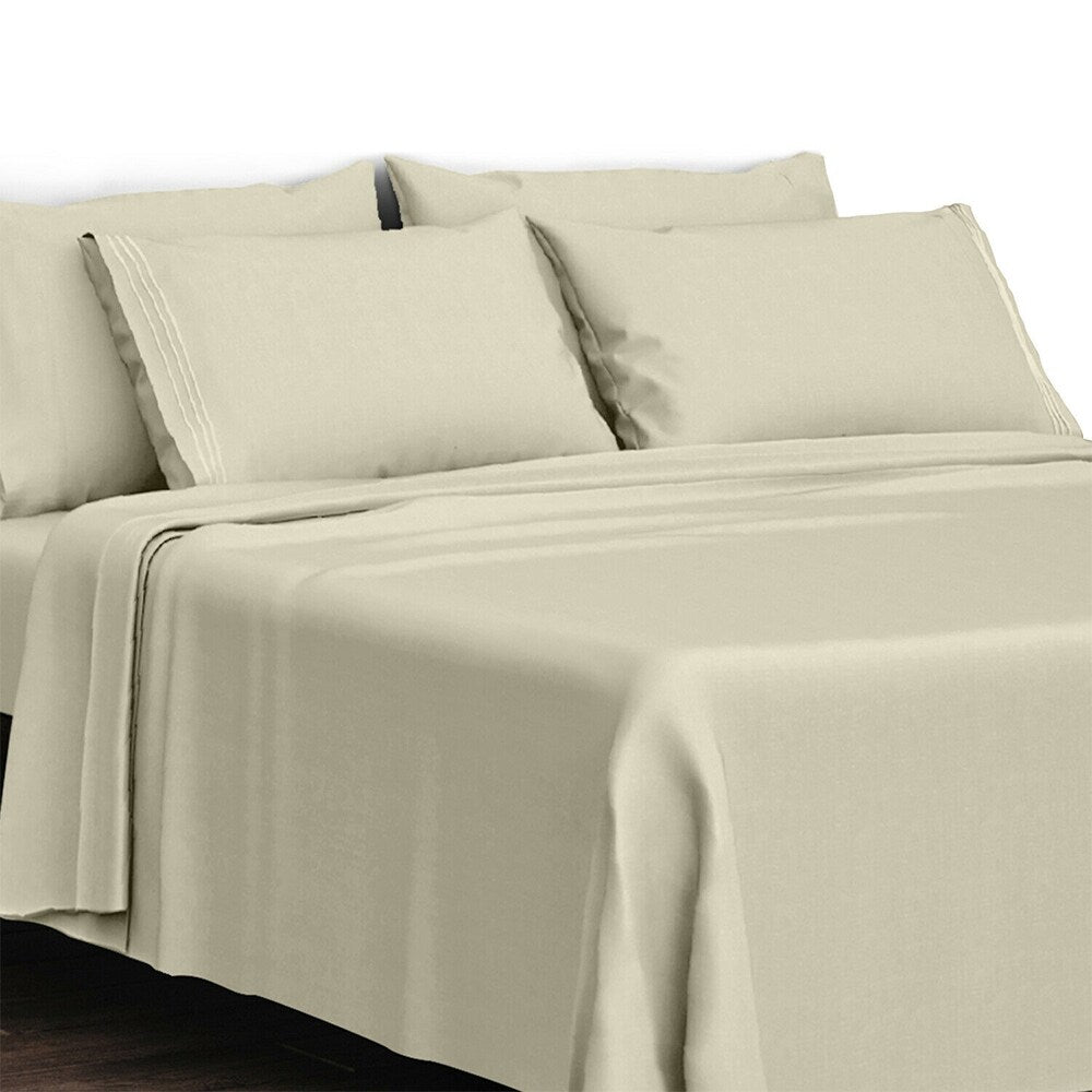 6 Piece Sheet Set 1800 Series Egyptian Deep Pocket Twin Vanilla