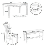 6-Piece Wood Dining Table Set with 4 Chairs and Bench
