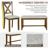 6-Piece Wooden Kitchen Dining Table Set with 4 Chairs and Bench