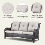 6 Pieces All Weather Wicker Sofa Patio Chair Set