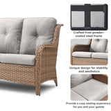 6 Pieces All Weather Wicker Sofa Patio Chair Set