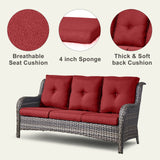 6 Pieces All Weather Wicker Sofa Patio Chair Set