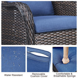 6 Pieces All Weather Wicker Sofa Patio Chair Set