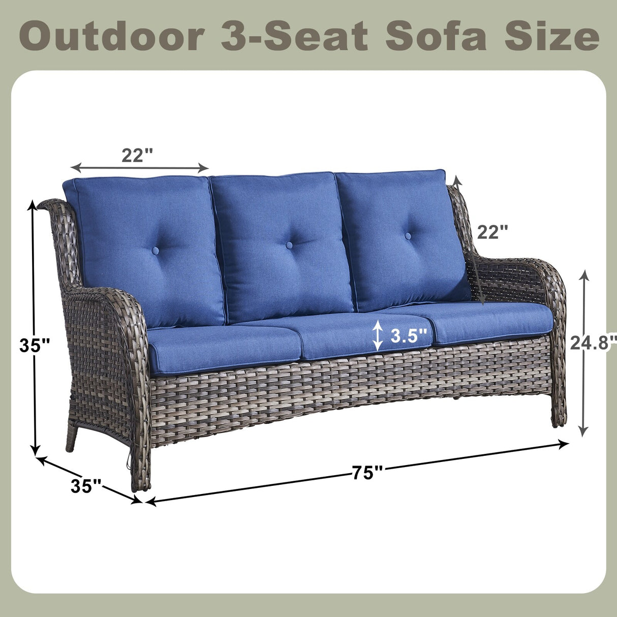 6 Pieces All Weather Wicker Sofa Patio Chair Set