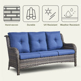 6 Pieces All Weather Wicker Sofa Patio Chair Set