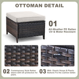 6 Pieces All Weather Wicker Sofa Patio Chair Set