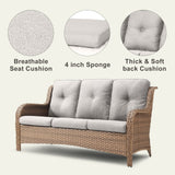 6 Pieces All Weather Wicker Sofa Patio Chair Set
