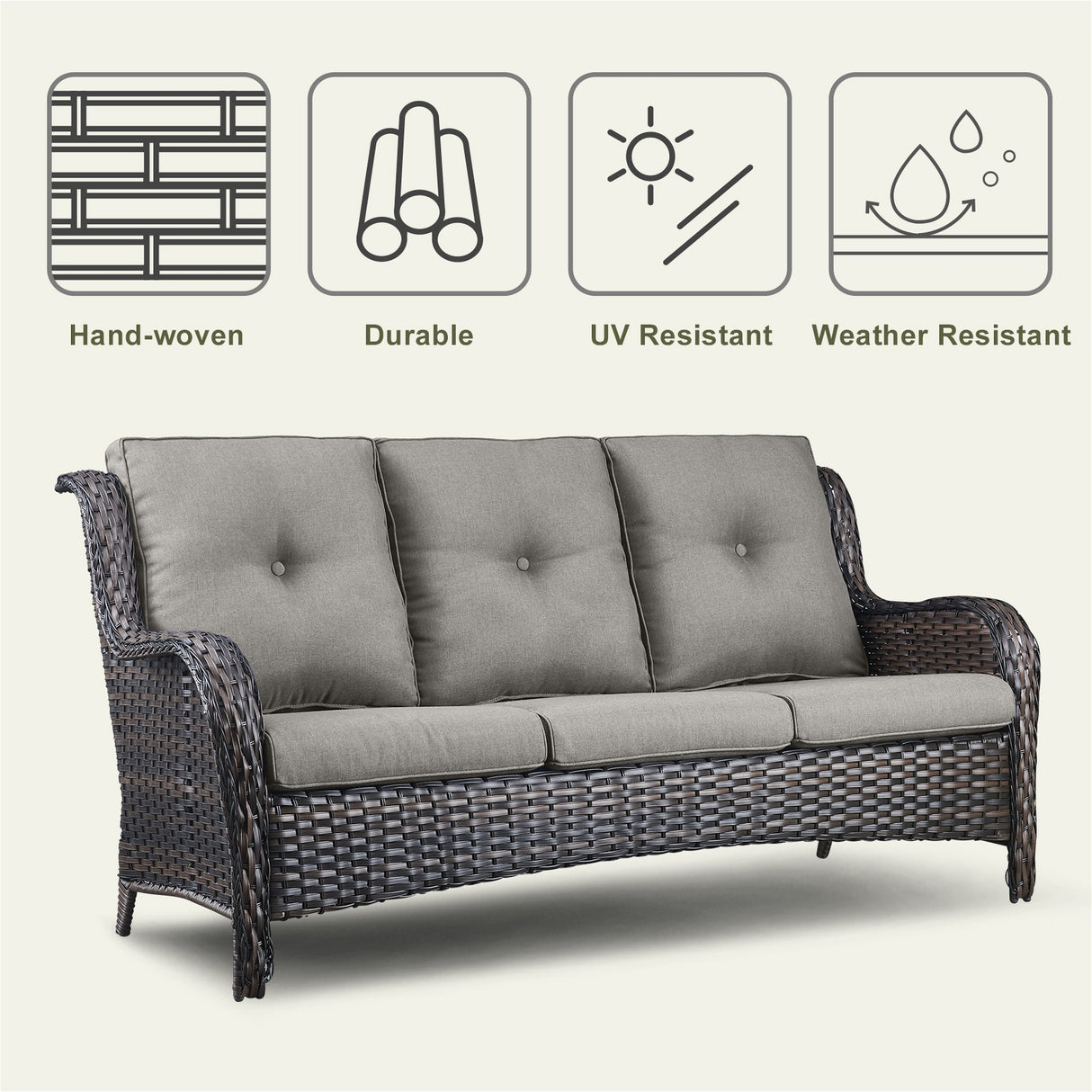 6 Pieces All Weather Wicker Sofa Patio Chair Set