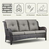 6 Pieces All Weather Wicker Sofa Patio Chair Set
