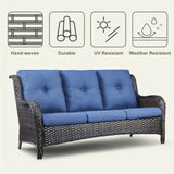 6 Pieces All Weather Wicker Sofa Patio Chair Set