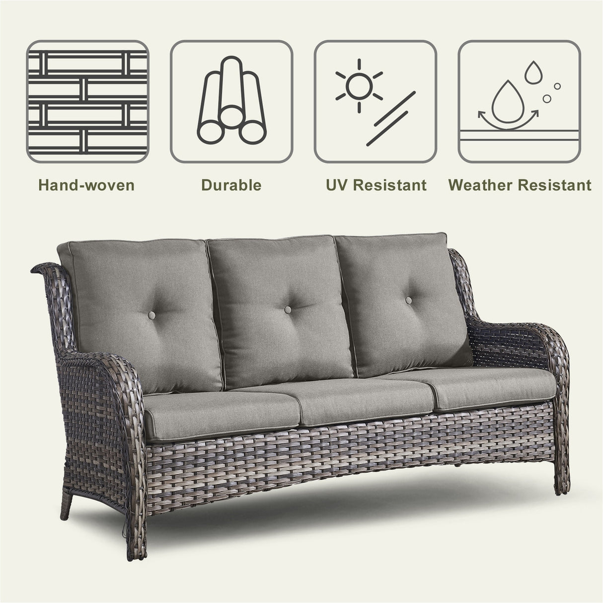 6 Pieces All Weather Wicker Sofa Patio Chair Set