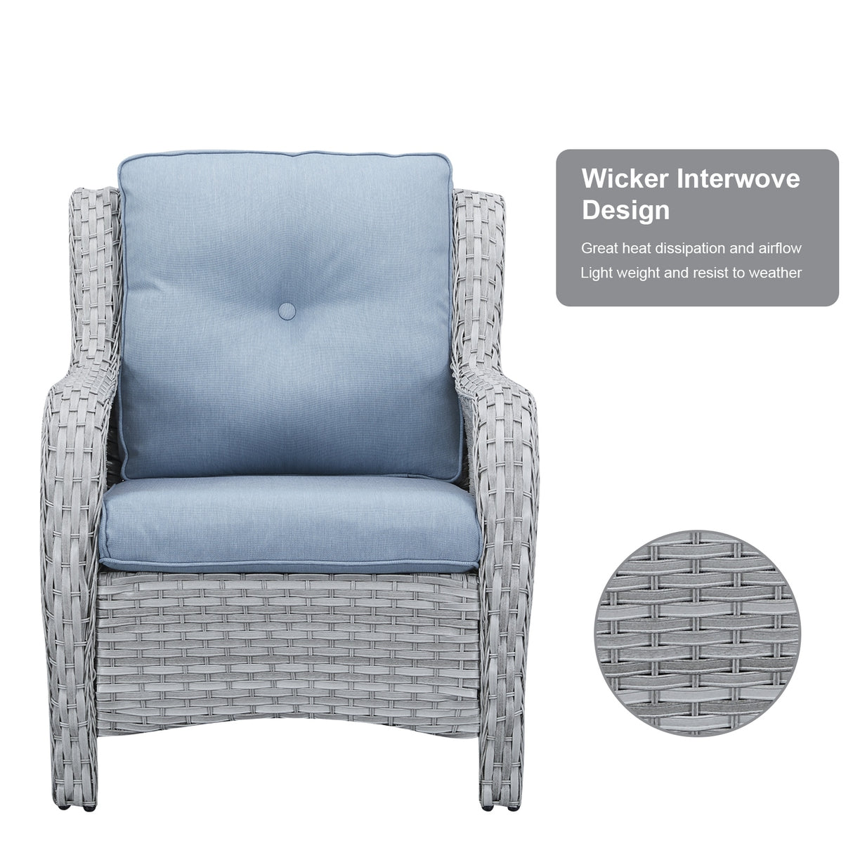 6 Pieces All Weather Wicker Sofa Patio Chair Set