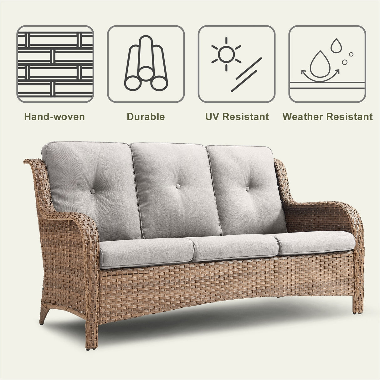 6 Pieces All Weather Wicker Sofa Patio Chair Set